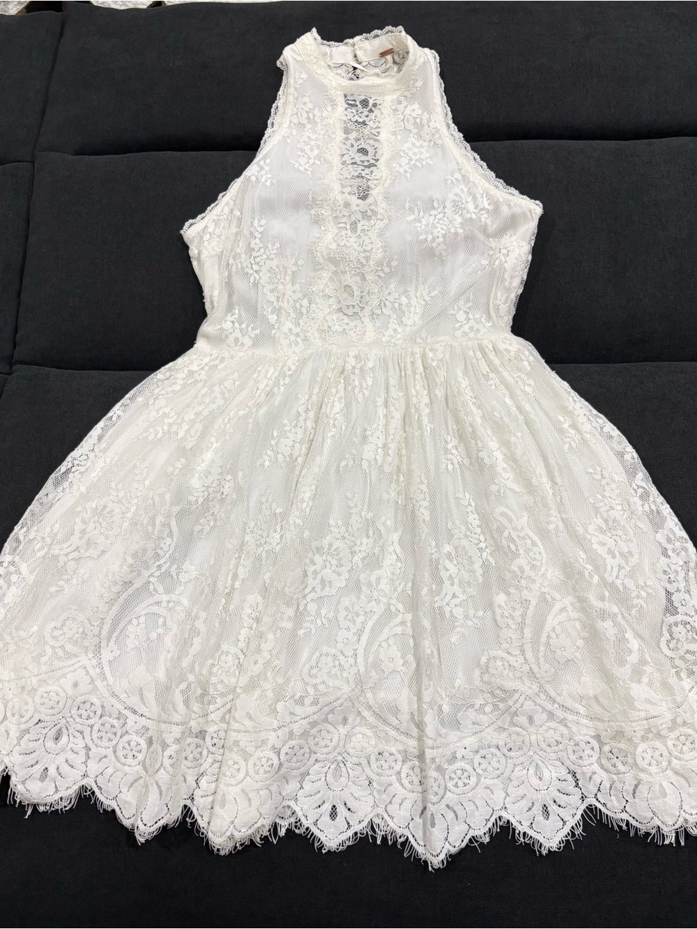 Free People White Lace‎ Fit & Flare Dress Boho Cottagecore Size 6